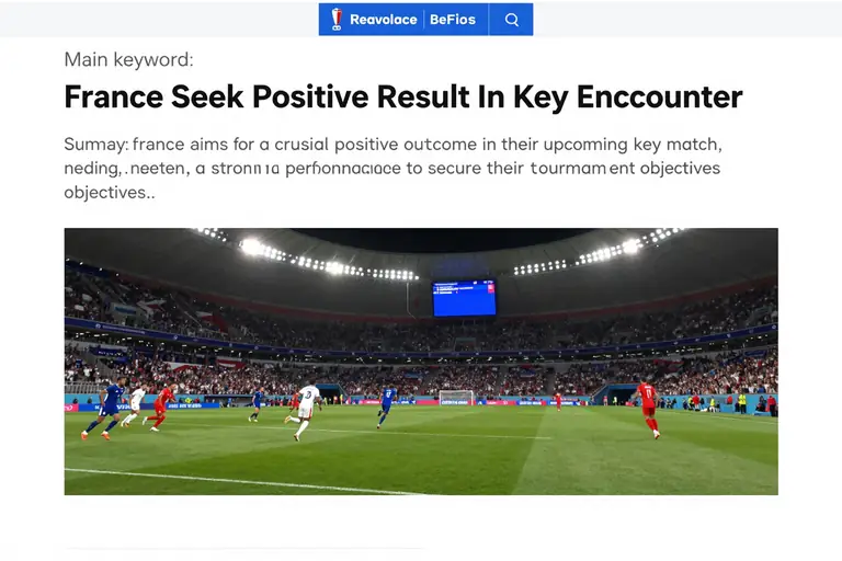 France Seek Positive Result In Key Encounter